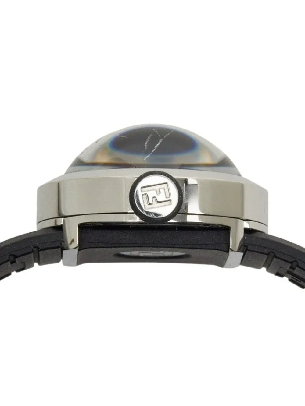 Fendi Bousla Watch Silver Black Stainless Steel Rubber